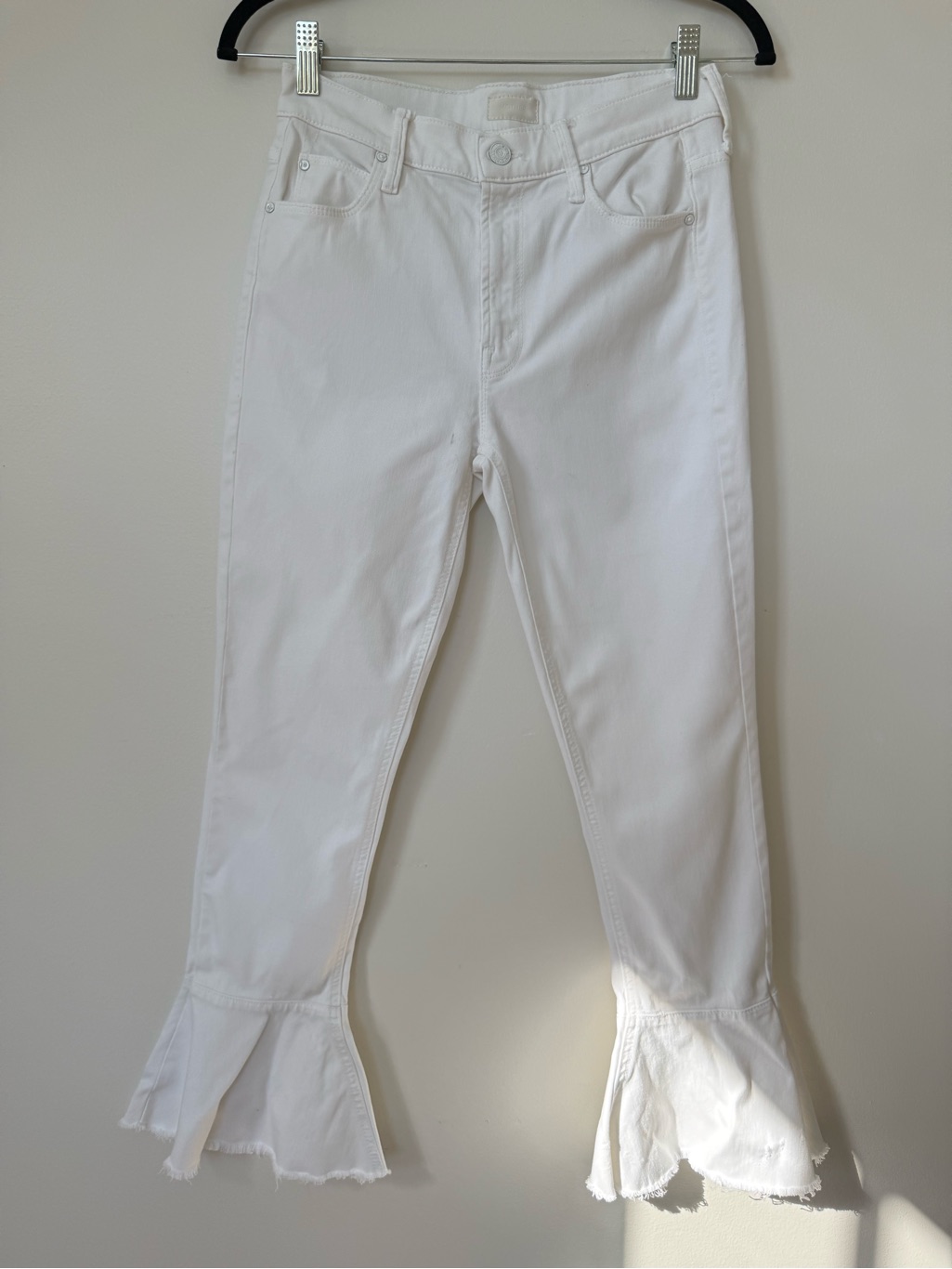 Mother Denim White Jeans With Flare Cropped
